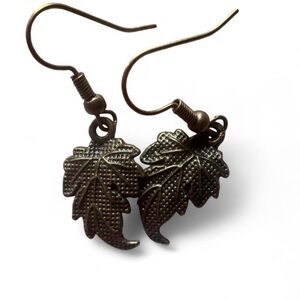 Handmade Bronze Leaf Earrings Cottagecore Boho NEW